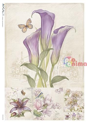 Декупажна хартия оризова KALit A4 Цветя 218