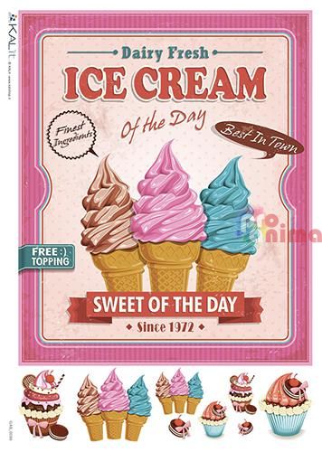 Декупажна хартия оризова KALit A4 Сладолед на деня