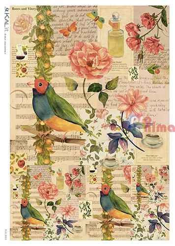 Декупажна хартия оризова KALit A4 Птици 66