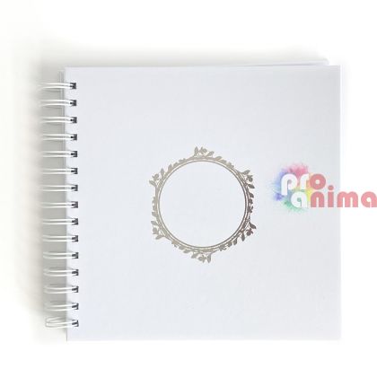 Албум за скрапбук с бял картон и корица със сребърен печат DPCraft, 40 л., 20.5 x 20.5 cm