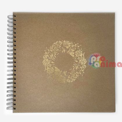 Албум за скрапбук с крафт картон и корица със златен печат DP Craft, 30.5 x 30.5 cm, 40 л.