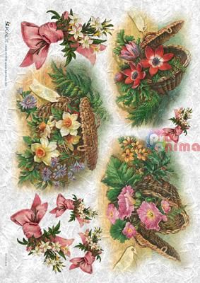 Декупажна хартия оризова KALit A4 Винтидж цветя 10