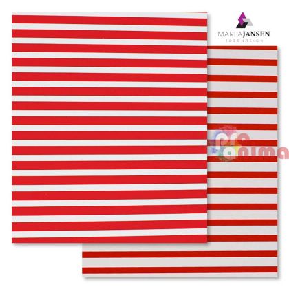 Картон варио Marpa Jansen, 50 x 70 cm, 300 g/m2, бял в червено райе