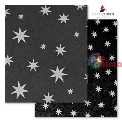 Картон варио Marpa Jansen, черен със сребърни звезди, 50 x 70 cm