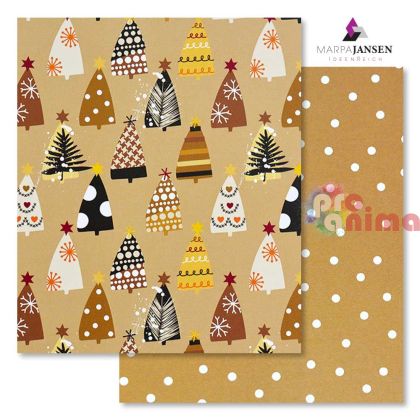 Картон варио Marpa Jansen, 50 x 70 cm, 300 g/m2, бежови коледни дръвчета 
