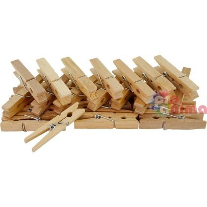 Дървени щипки за декорация, 4.5 cm, 50 бр., натурални