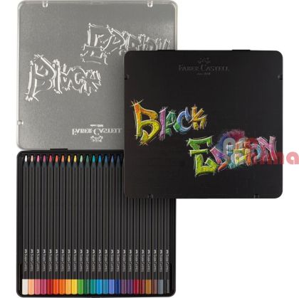 Цветни моливи Faber-Castell Black Edition 24 цвята В метална кутия