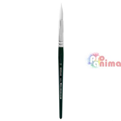 Четки за рисуване Renesans 1007R, бяла синтетика, зелена дръжка, объл връх отделни номера