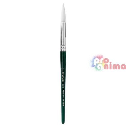 Четки за рисуване Renesans 1007R, бяла синтетика, зелена дръжка, объл връх отделни номера