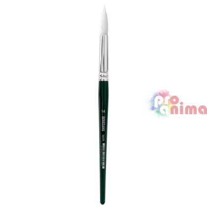 Четки за рисуване Renesans 1007R, бяла синтетика, зелена дръжка, объл връх отделни номера