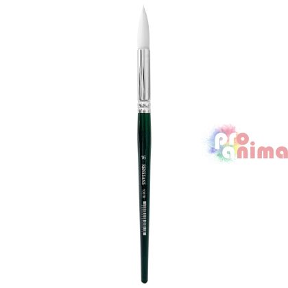 Четки за рисуване Renesans 1007R, бяла синтетика, зелена дръжка, объл връх отделни номера