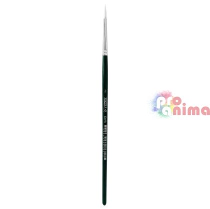 Четки за рисуване Renesans 1007R, бяла синтетика, зелена дръжка, объл връх отделни номера