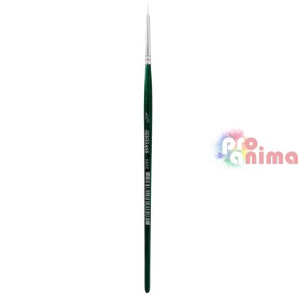 Четки за рисуване Renesans 1007R, бяла синтетика, зелена дръжка, объл връх отделни номера