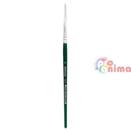 Четки за рисуване Renesans 1007R, бяла синтетика, зелена дръжка, объл връх отделни номера