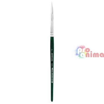 Четки за рисуване Renesans 1007R, бяла синтетика, зелена дръжка, объл връх отделни номера