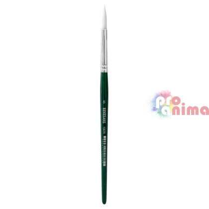 Четки за рисуване Renesans 1007R, бяла синтетика, зелена дръжка, объл връх отделни номера