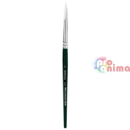 Четки за рисуване Renesans 1007R, бяла синтетика, зелена дръжка, объл връх отделни номера