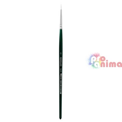 Четки за рисуване Renesans 1007R, бяла синтетика, зелена дръжка, объл връх отделни номера