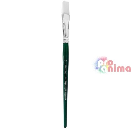 Четки за рисуване Renesans 1007F, бяла синтетика, зелена дръжка, плосък връх отделни номера