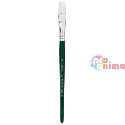 Четки за рисуване Renesans 1007F, бяла синтетика, зелена дръжка, плосък връх отделни номера