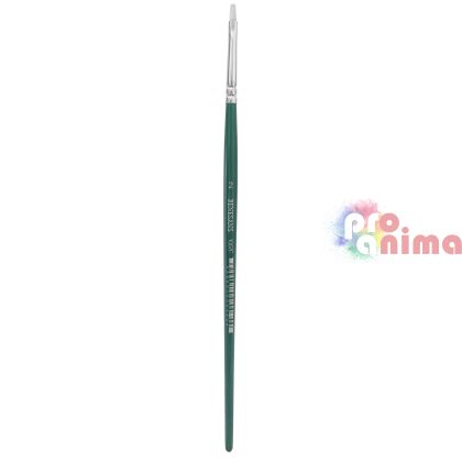 Четки за рисуване Renesans 1007F, бяла синтетика, зелена дръжка, плосък връх отделни номера