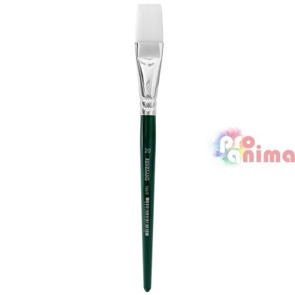 Четки за рисуване Renesans 1007F, бяла синтетика, зелена дръжка, плосък връх отделни номера