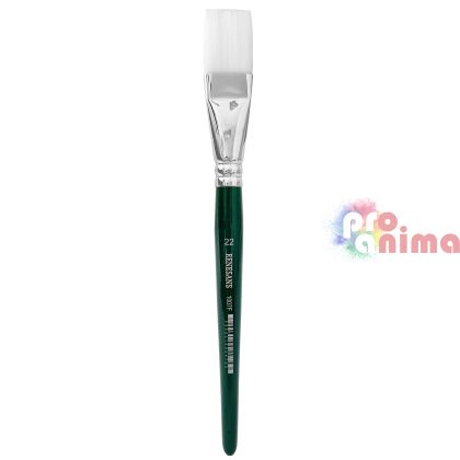 Четки за рисуване Renesans 1007F, бяла синтетика, зелена дръжка, плосък връх отделни номера