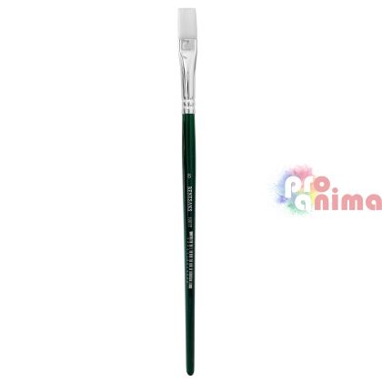 Четки за рисуване Renesans 1007F, бяла синтетика, зелена дръжка, плосък връх отделни номера