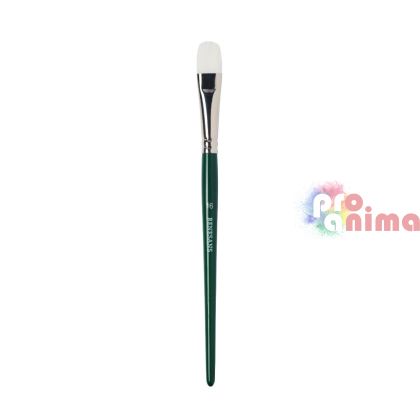 Четки за рисуване Renesans 1007FR, бяла синтетика, зелена дръжка, лешниковиден връх отделни номера