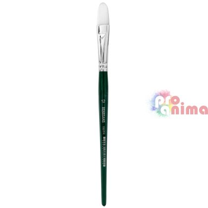 Четки за рисуване Renesans 1007FR, бяла синтетика, зелена дръжка, лешниковиден връх отделни номера