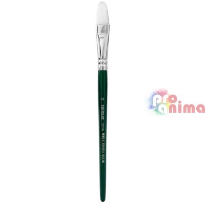 Четки за рисуване Renesans 1007FR, бяла синтетика, зелена дръжка, лешниковиден връх отделни номера