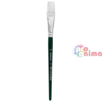 Четки за рисуване Renesans 1007FR, бяла синтетика, зелена дръжка, лешниковиден връх отделни номера