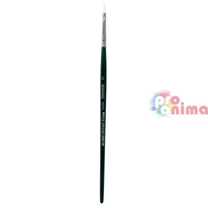 Четки за рисуване Renesans 1007FR, бяла синтетика, зелена дръжка, лешниковиден връх отделни номера