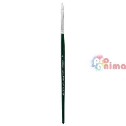 Четки за рисуване Renesans 1007FR, бяла синтетика, зелена дръжка, лешниковиден връх отделни номера