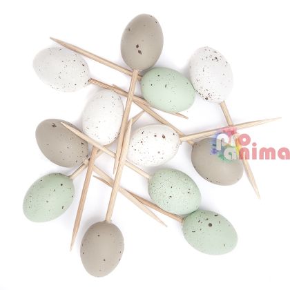 Мини яйца на пръчка DP Craft, 12 бр., бежово и мента