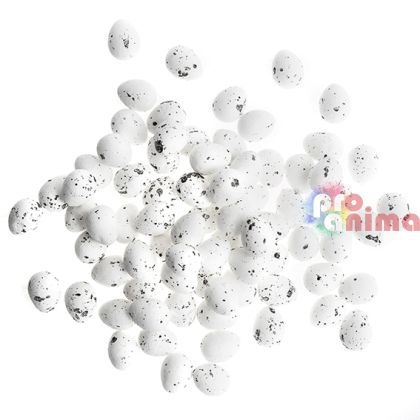 Яйца от стиропор за декорация DP Craft, 18 mm, 80 бр., бели на петна