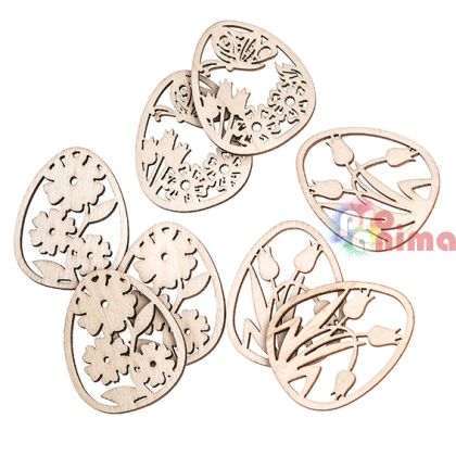 Декоративни дървени, ажурни яйца за декорация DP Craft, 9 бр.