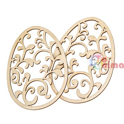 Декоративни дървени ажурни яйца, 2 бр., 14 cm