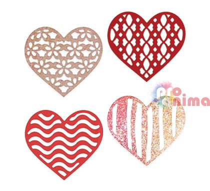 Щанци за изрязване и релеф DP Craft, ажурни сърца, 4 бр,