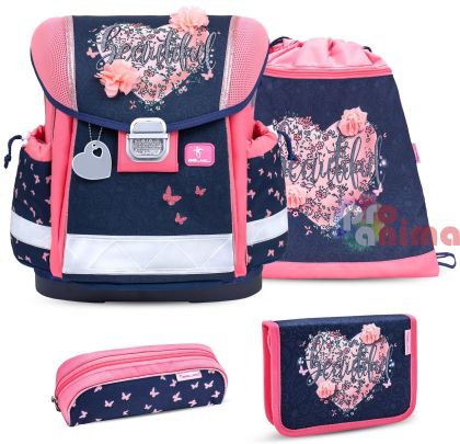 Комплект за първи клас Belmil Beautiful Flowers- раница, 2 несесера и торба за спорт