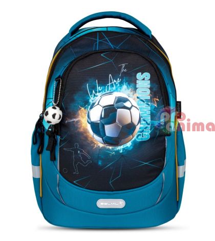 Ергономична ученическа раница за първи клас Belmil Fire Football