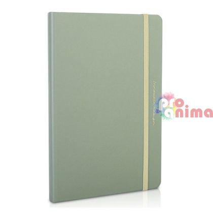 Бележник Deli, зелен, с ластик, А5, 96 листа