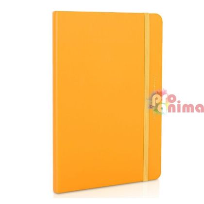 Оранжев бележник Deli, A5, 96 листа, с ластик