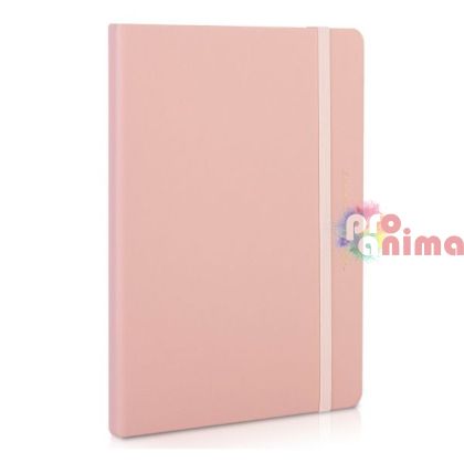 Розов бележник Deli, A5, 96 листа, с ластик