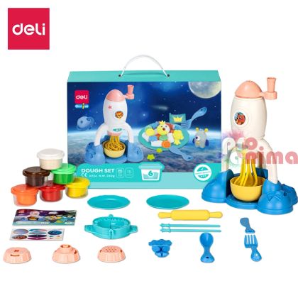 Комплект за моделиране Deli Genius, 6 цвята пластилин + 16 аксесоара