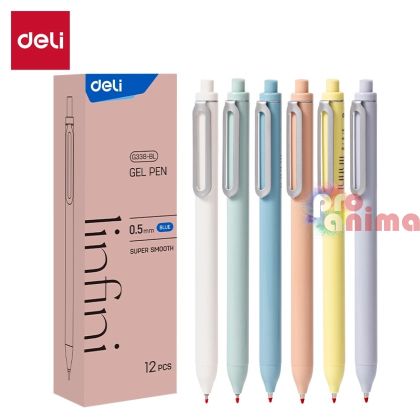 Химикалка с гелово мастило Deli Linfini, 0.5 mm, синьопишеща