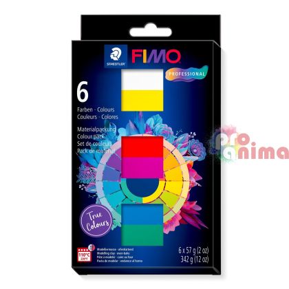 Комплект с полимерна глина Fimo Professional True Colours, 6 цвята x 57 g