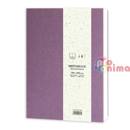Скицник за рисуване Drasca Natural Touc, 128 листа, 19 x 26 cm, виолет