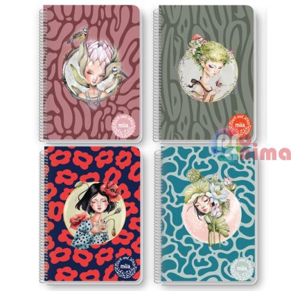 Тетрадка Black&White Miia, A4, 60 листа, редове, спирала