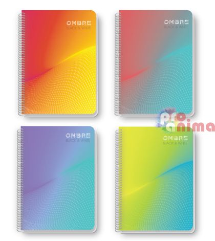 Тетрадка Black&White, B5, 105 листа, редове, Ombre